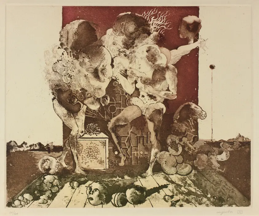 Figures in Landscape (The Conference), 1972–1974, by Ljuba Popović